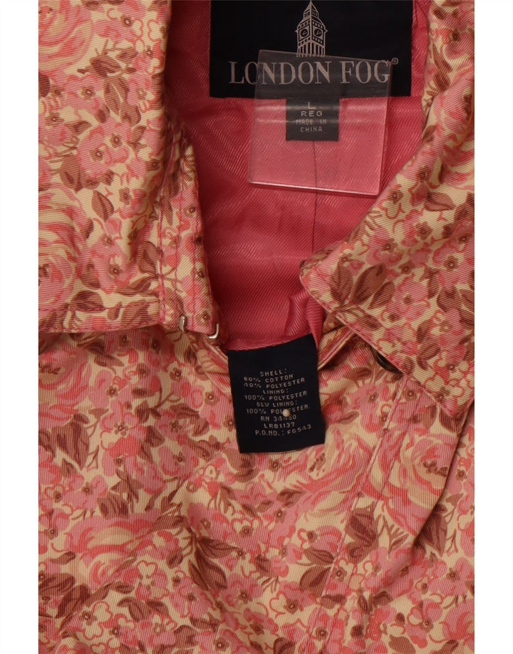 Trench coat feminino LONDON FOG Reino Unido 16 grande algodão floral rosa