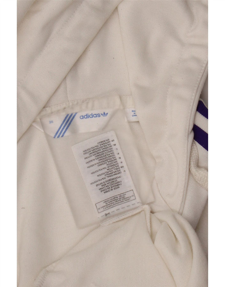 Adidas feminino zip moletom com capuz EU 36 pequeno poliéster branco