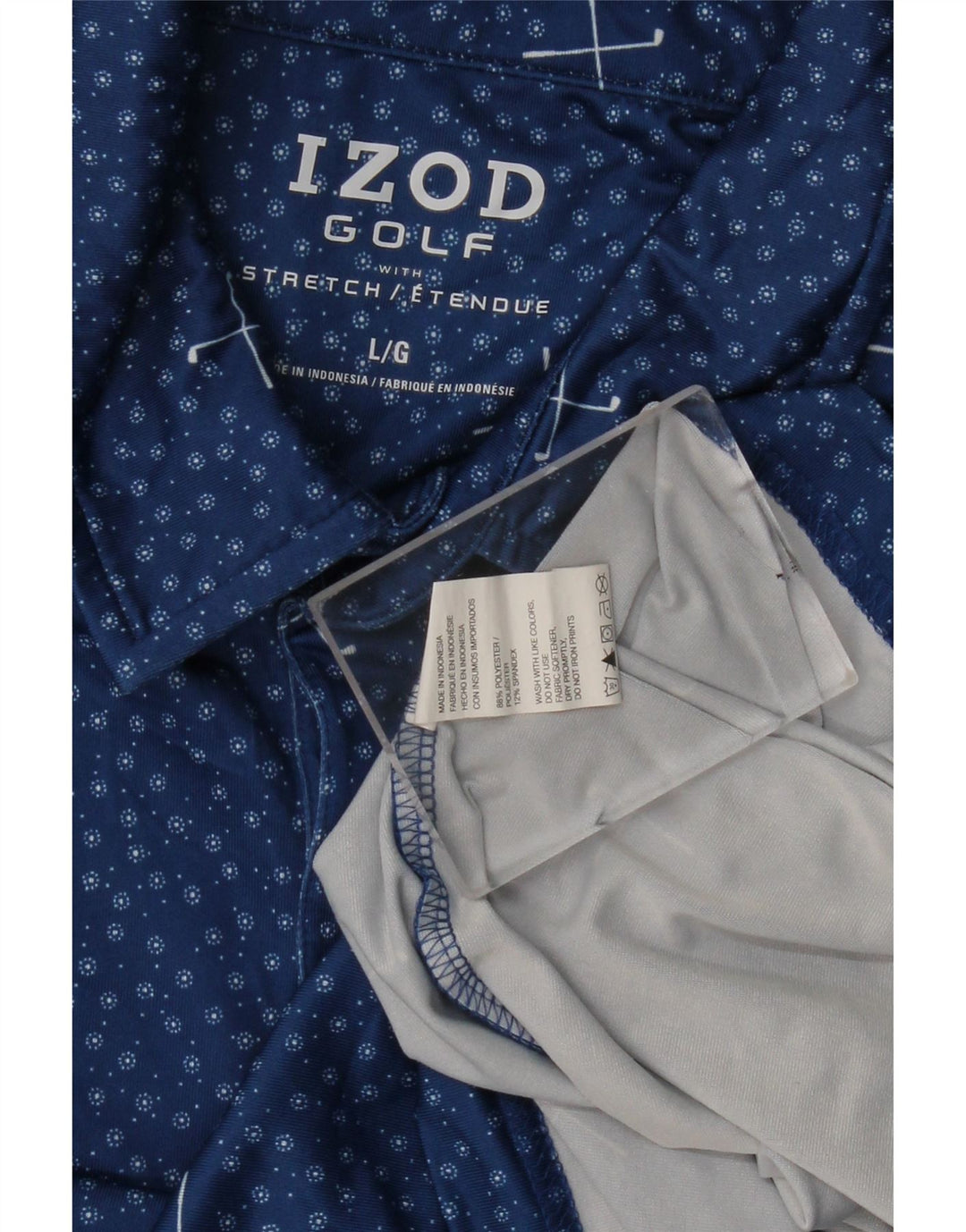 Camisa polo masculina IZOD grande poliéster manchado azul