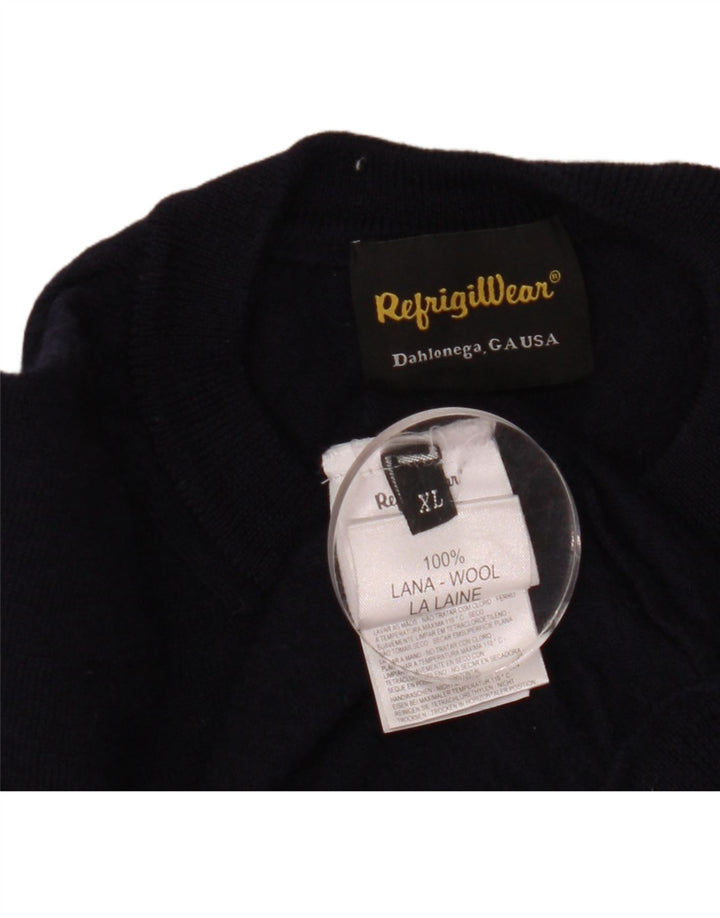 Suéter masculino Refrigiwear com gola redonda XL de lã azul marinho
