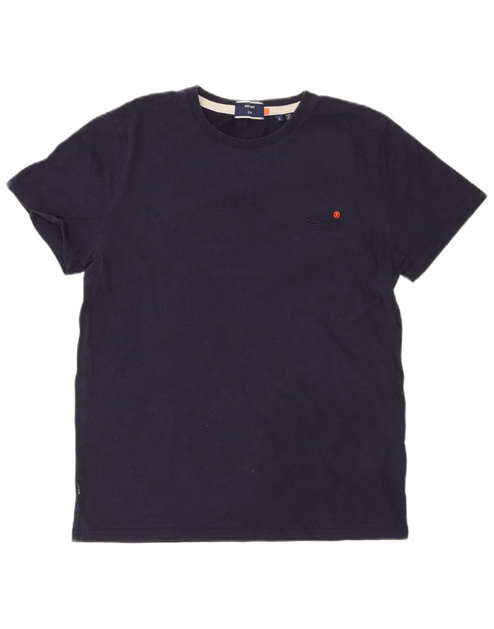 Camiseta feminina Superdry UK 16 grande algodão azul marinho