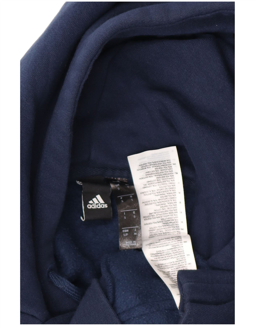 ADIDAS Mens Hoodie Jumper Pequeno Algodão Azul Marinho
