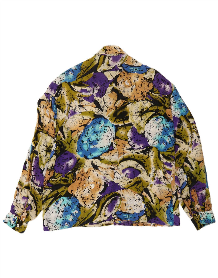 Camisa masculina vintage com estampa abstrata média multicolorida