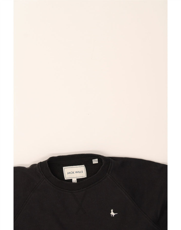 JACK WILLS Womens Oversized Sweatshirt Jumper UK 14 Large Black Cotton Vintage Jack Wills and Second-Hand Jack Wills from Messina Hembry 