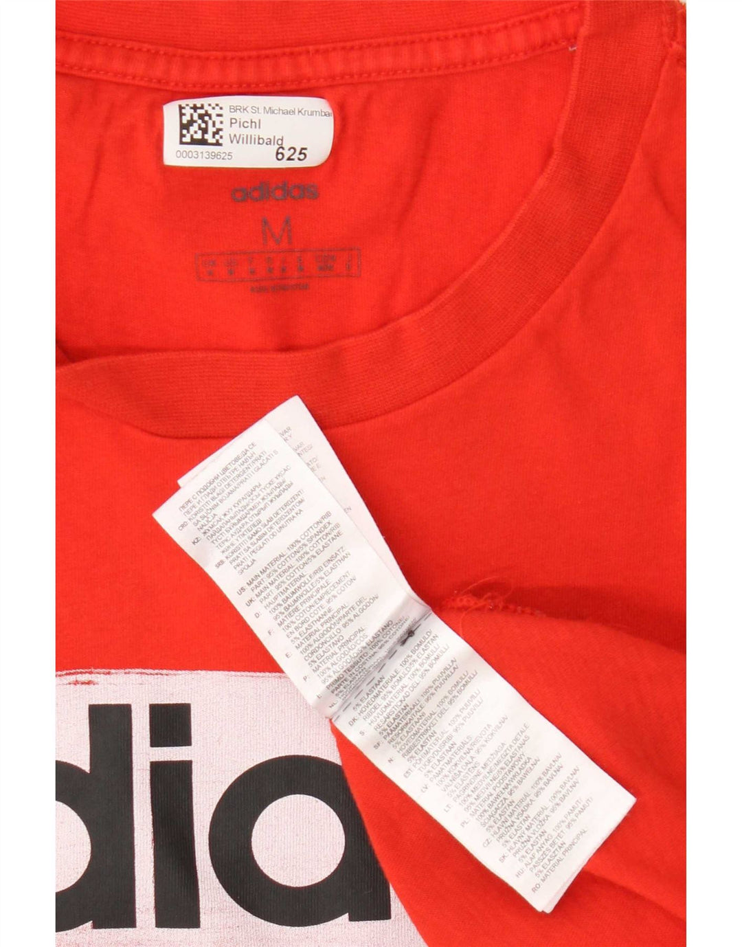 Adidas Mens Graphic T-Shirt Top Médio Algodão Vermelho
