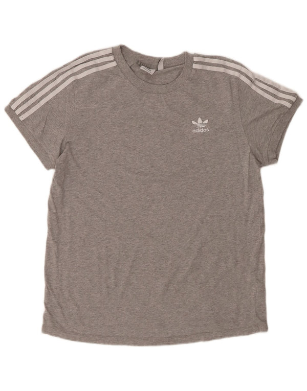 Camiseta feminina ADIDAS UK 12 médio cinza manchado algodão