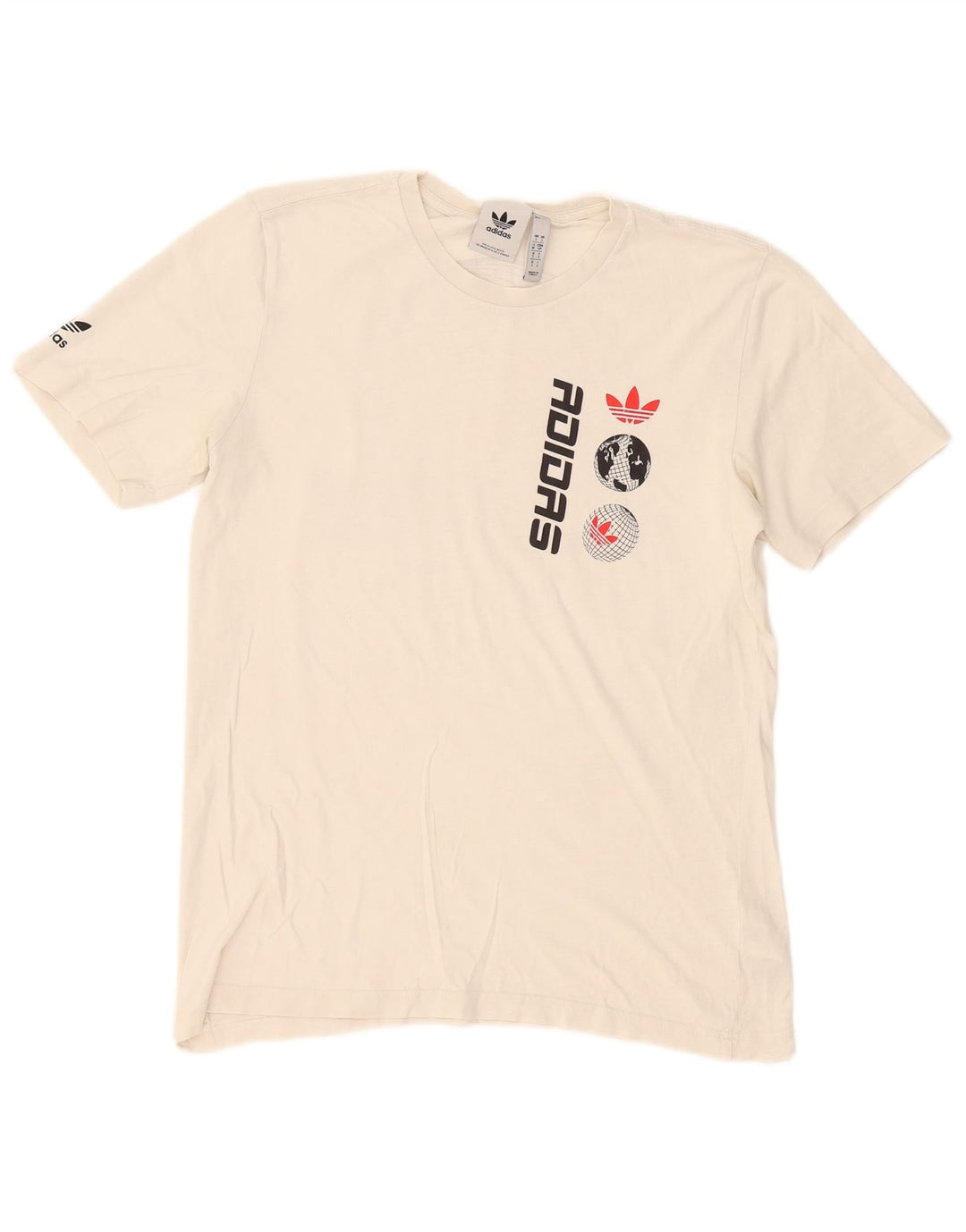 Adidas Mens Graphic T-Shirt Top Pequeno Algodão Branco