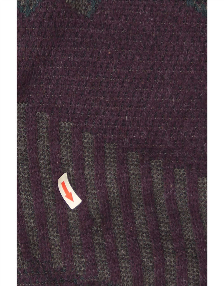 Suéter masculino vintage com gola redonda IT 50 médio roxo geométrico