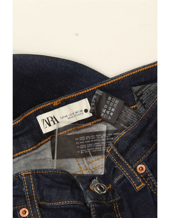 Zara Calça Jeans Feminina Slim Flared EU 40 Médio W30 L32 Azul Marinho Algodão