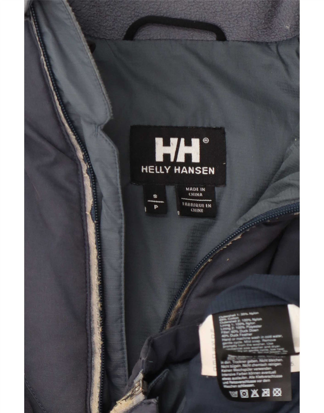Jaqueta acolchoada masculina Helly Hansen UK 36 pequena azul marinho colorblock nylon