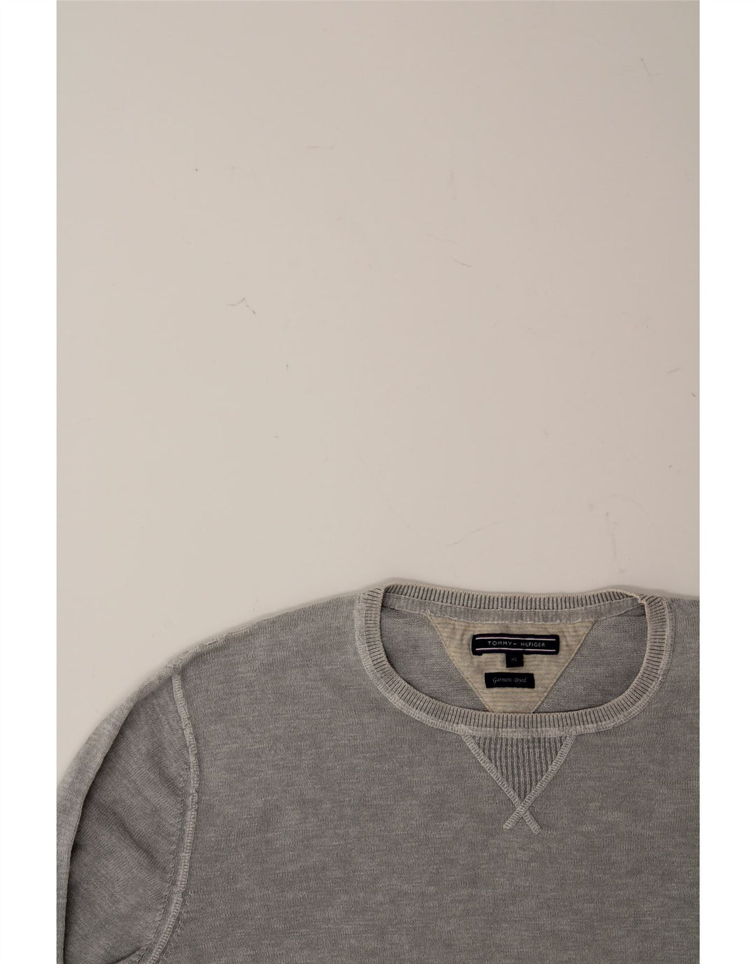 TOMMY HILFIGER Mens Crew Neck Jumper Sweater XL Grey Cotton Vintage Tommy Hilfiger and Second-Hand Tommy Hilfiger from Messina Hembry 