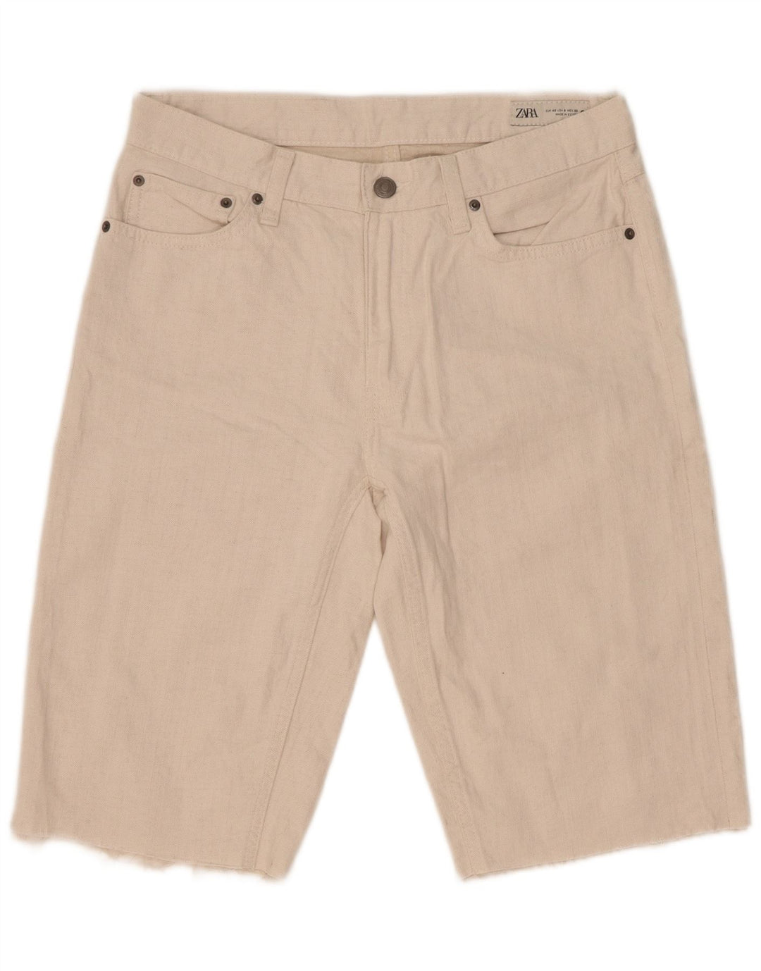 Shorts jeans feminino Zara EU 40 médio W30 algodão branco