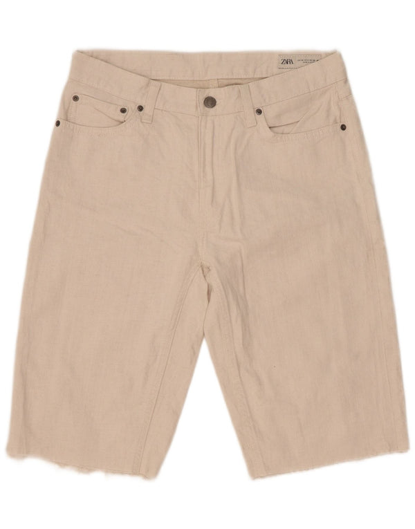 Shorts jeans feminino Zara EU 40 médio W30 algodão branco
