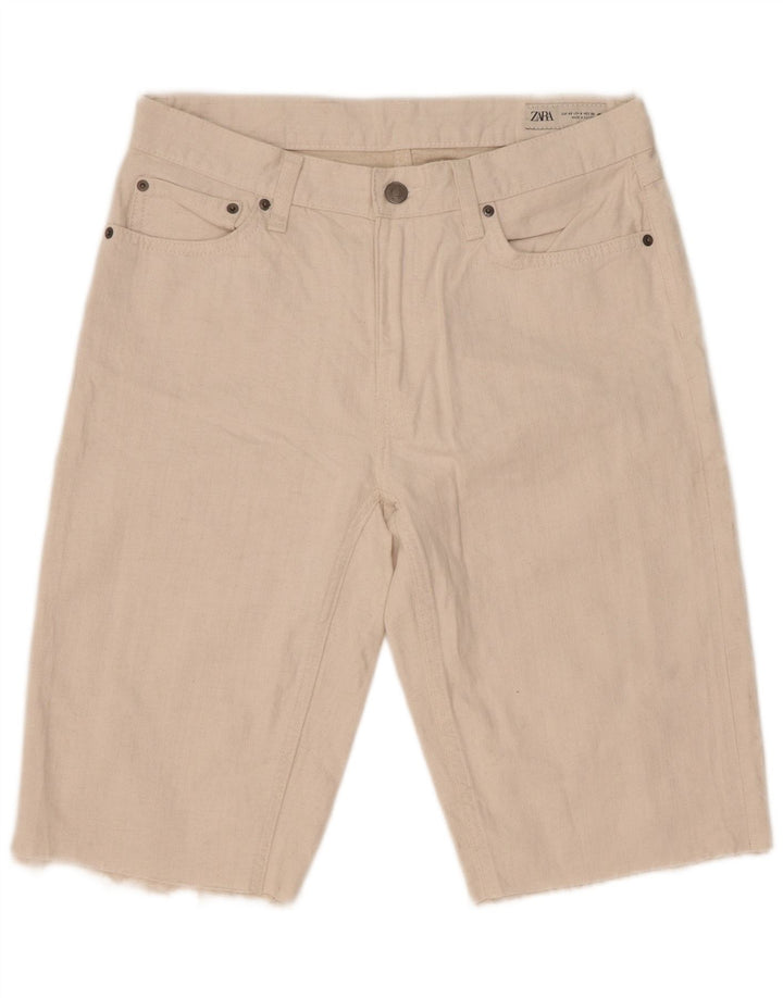 Shorts jeans feminino Zara EU 40 médio W30 algodão branco