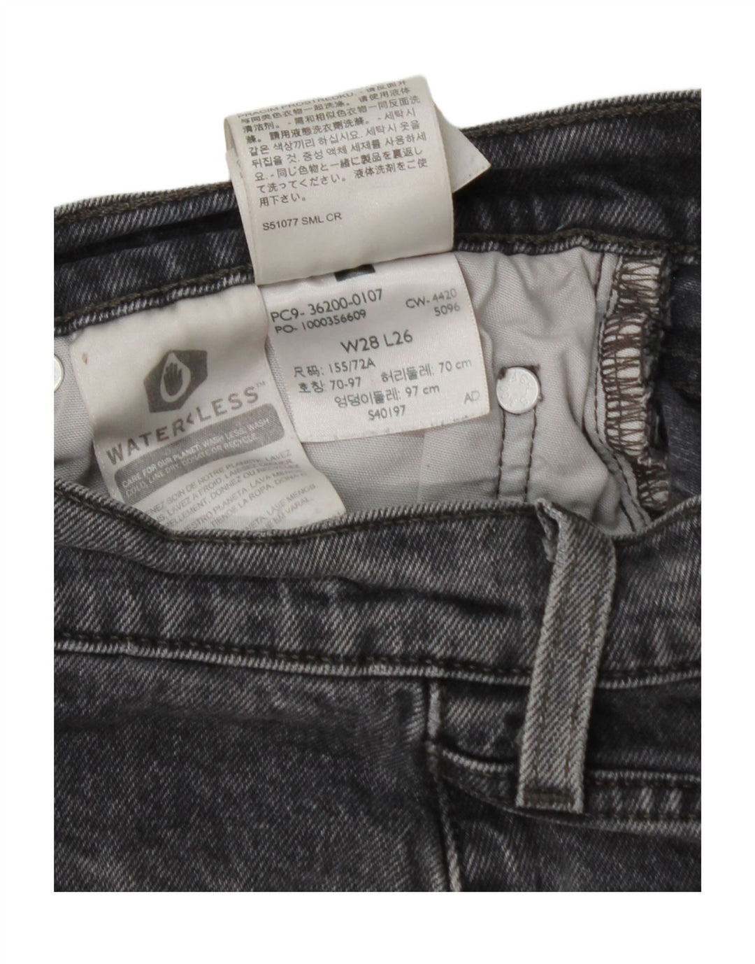 Calça jeans feminina LEVI'S 501 Straight W28 L26 algodão preto