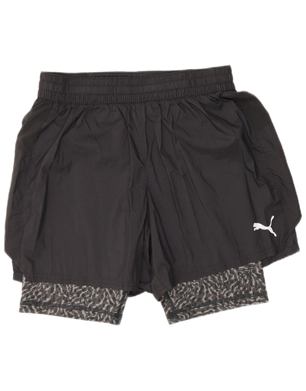 Shorts esportivos femininos Puma UK 12 médio preto com estampa animal nylon