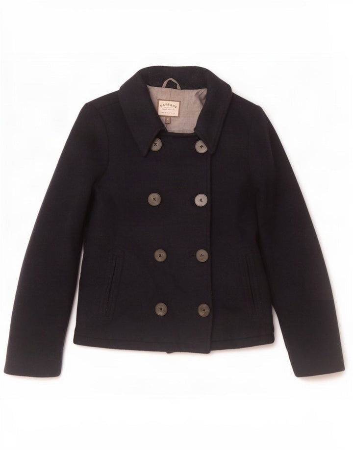 Fat Face Womens Pea Coat Reino Unido 10 Lã Azul Marinho Pequeno