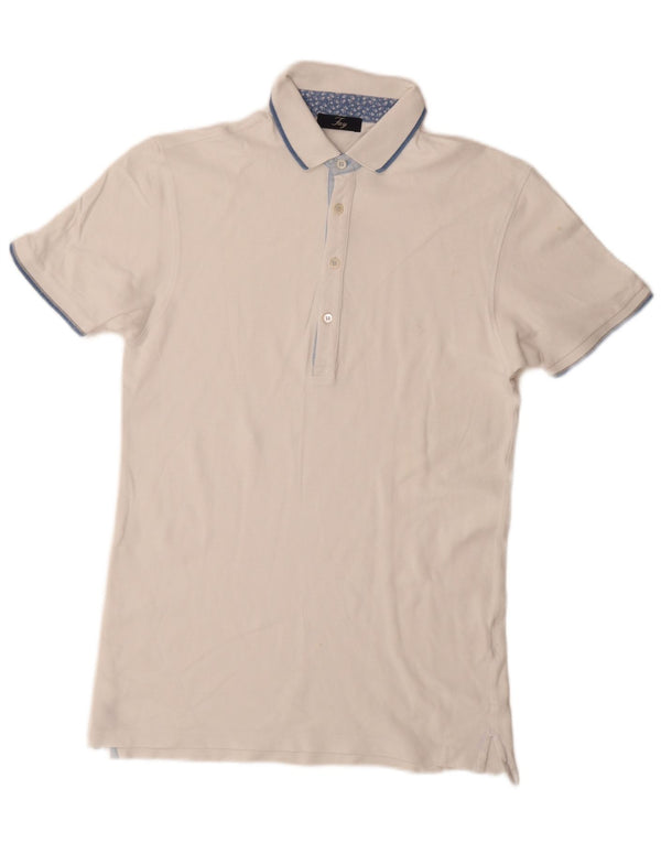 Camisa polo masculina Fay IT 46 pequena algodão branco