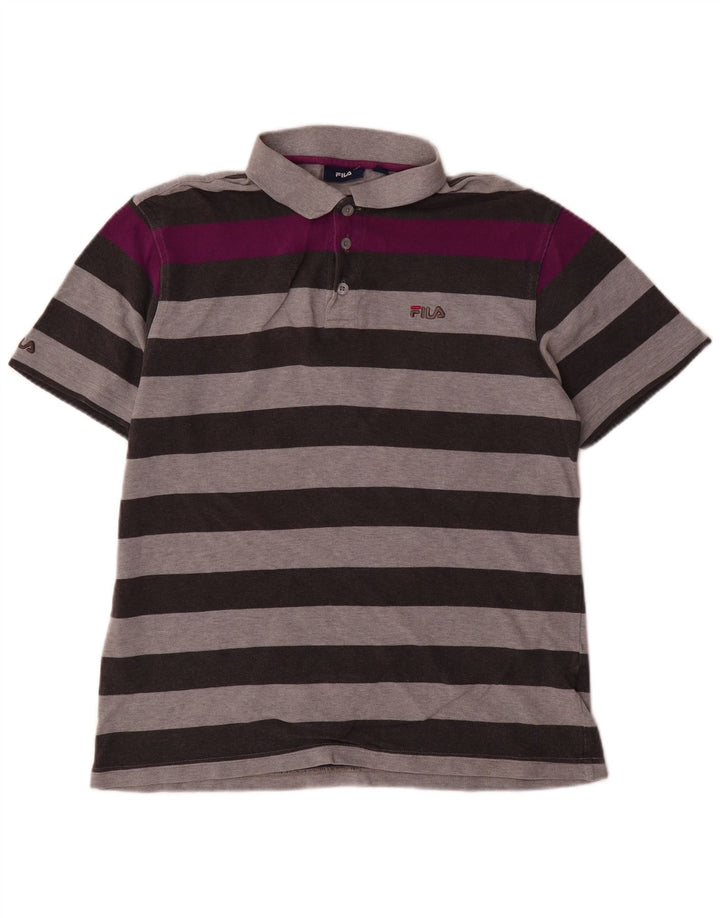 Camisa polo masculina FILA grande algodão colorblock cinza