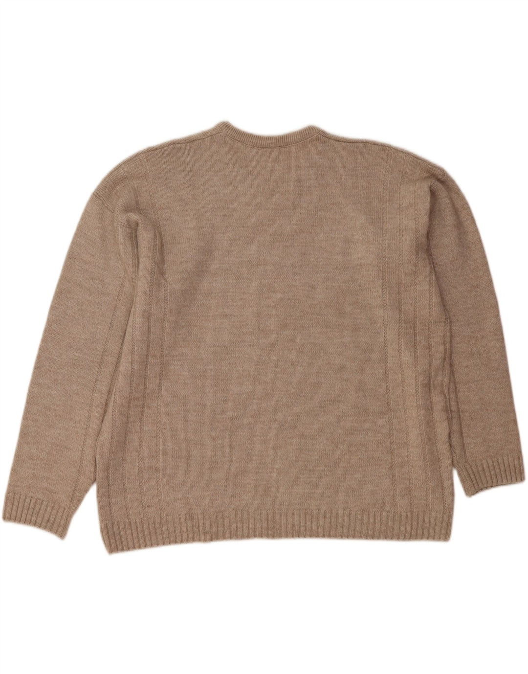 Suéter masculino LACOSTE com decote em V tamanho 7 2XL lã bege