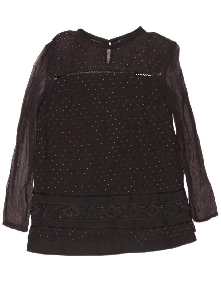 Simona Barbieri Blusa feminina Twin Set Top Reino Unido 10 pequena preta manchada