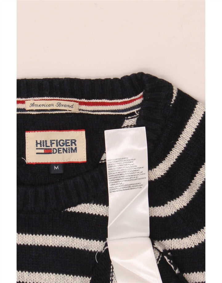 Suéter masculino Tommy Hilfiger com gola redonda listrado azul marinho médio