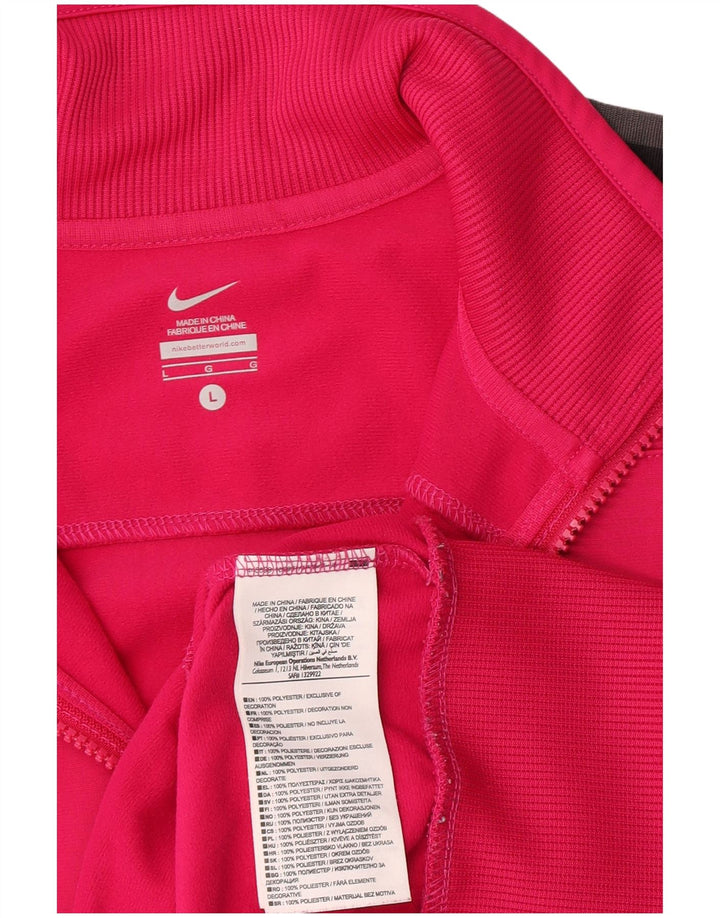 Nike Womens Tracksuit Top Jacket UK 14 Grande Rosa Colorblock Poliéster