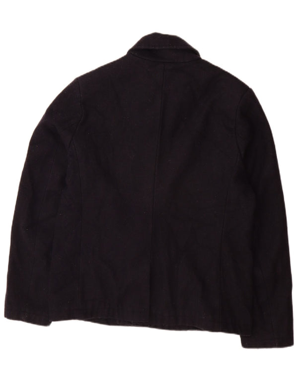 Lyle & Scott Mens Pea Coat UK 36 Pequeno Acrílico Azul Marinho