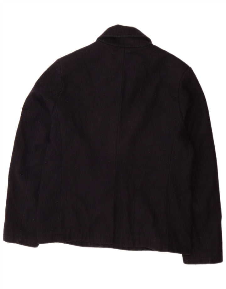 Lyle & Scott Mens Pea Coat UK 36 Pequeno Acrílico Azul Marinho