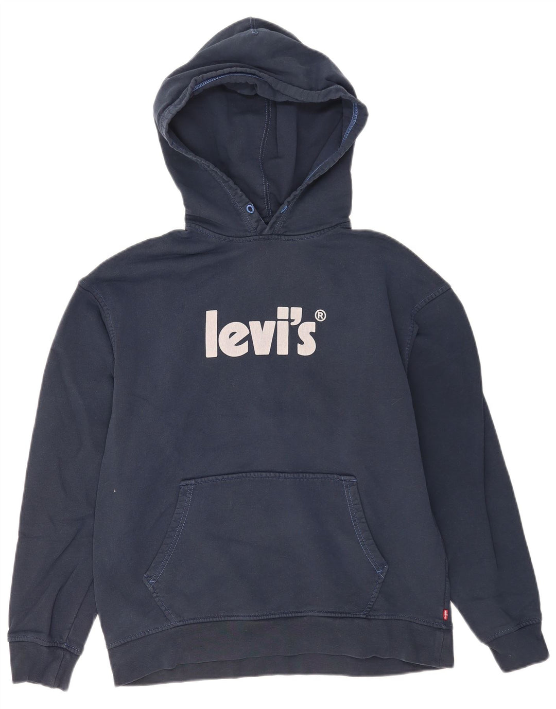 Suéter com capuz gráfico masculino Levi's médio azul marinho algodão