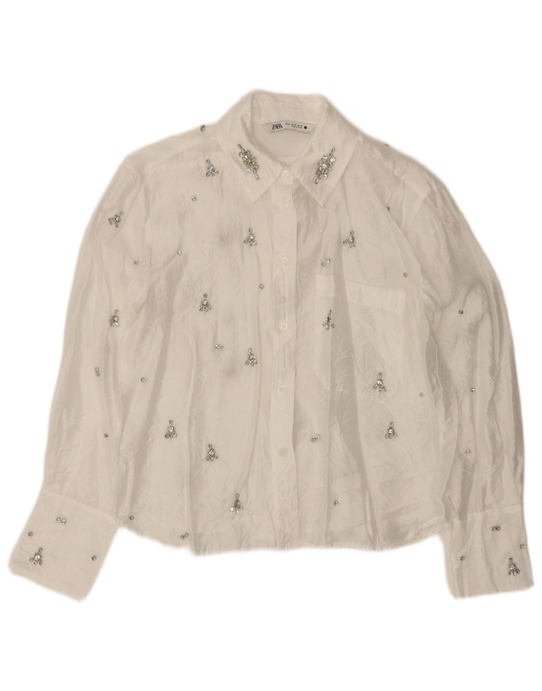 ZARA blusa feminina oversized UK 6 XS branca