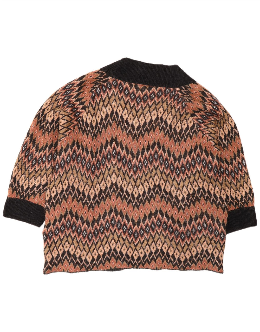 Suéter cardigã aberto grande Topshop feminino Reino Unido 12 marrom médio geométrico
