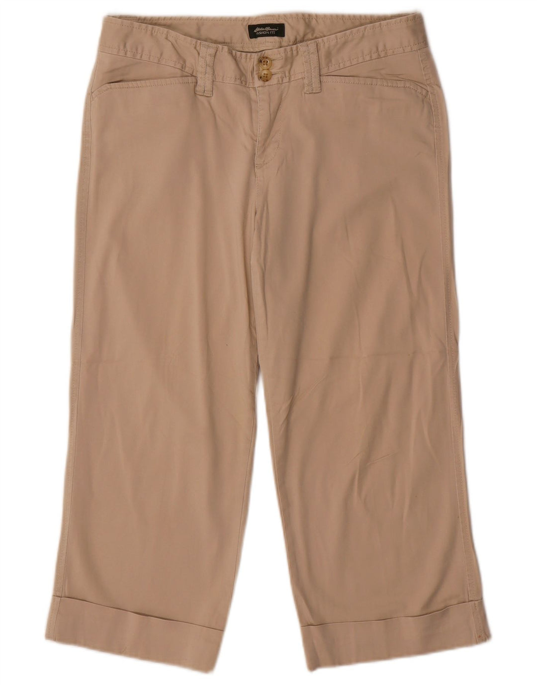 EDDIE BAUER Calça feminina Vashon Fit Capri EUA 6 Médio W32 L21 Bege