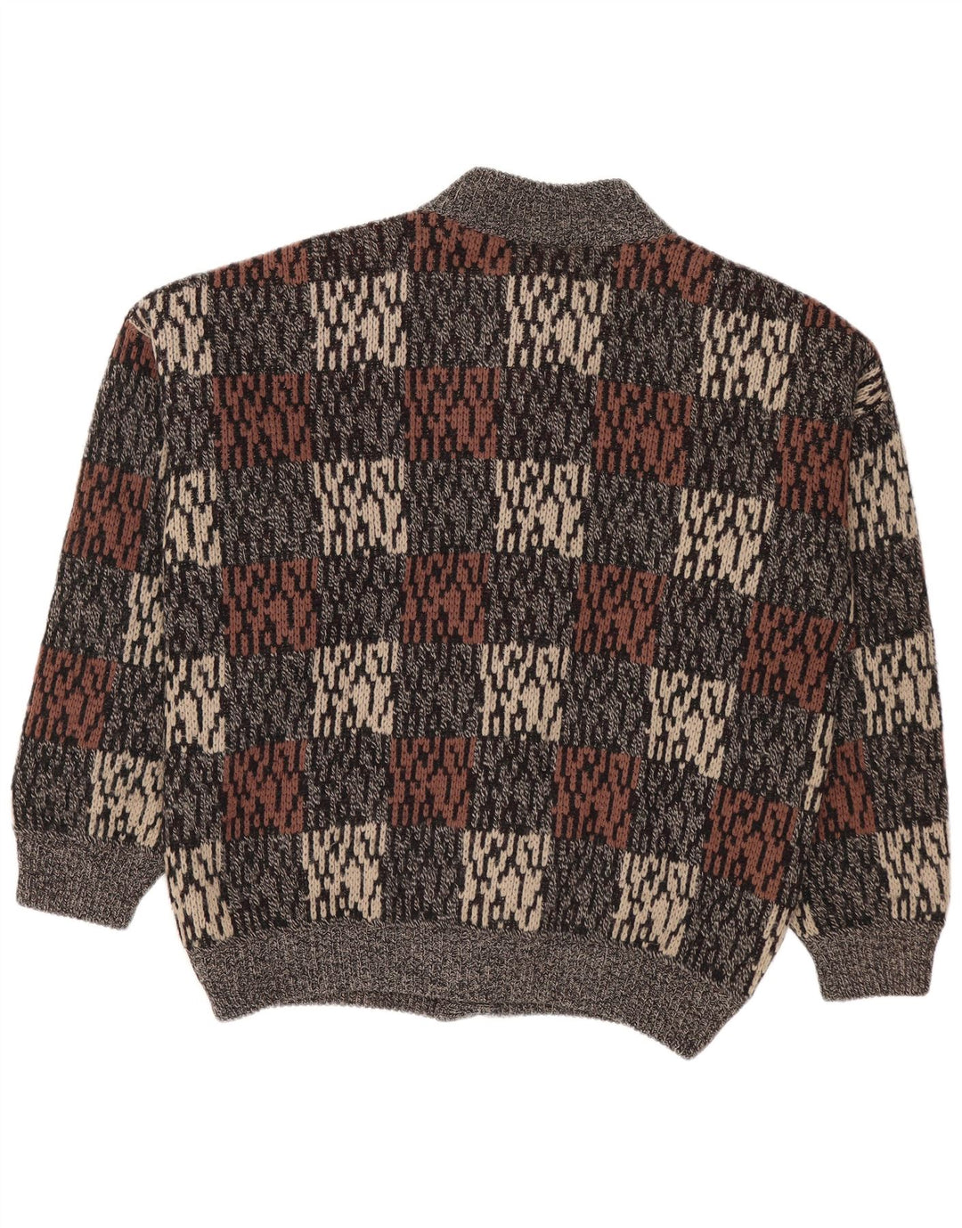 Suéter cardigã vintage masculino com padrão abstrato IT 50 cinza médio
