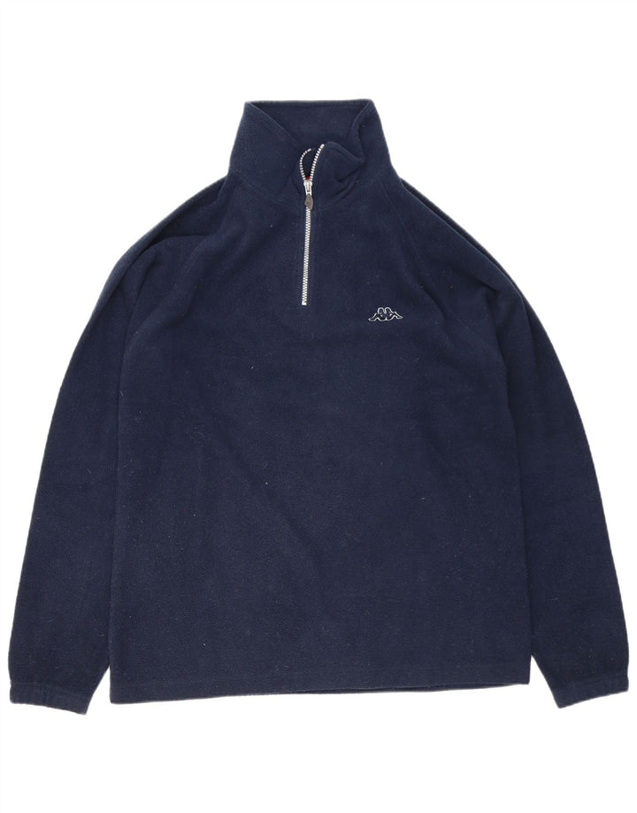 Suéter de lã masculino Kappa com zíper e gola média azul marinho poliéster