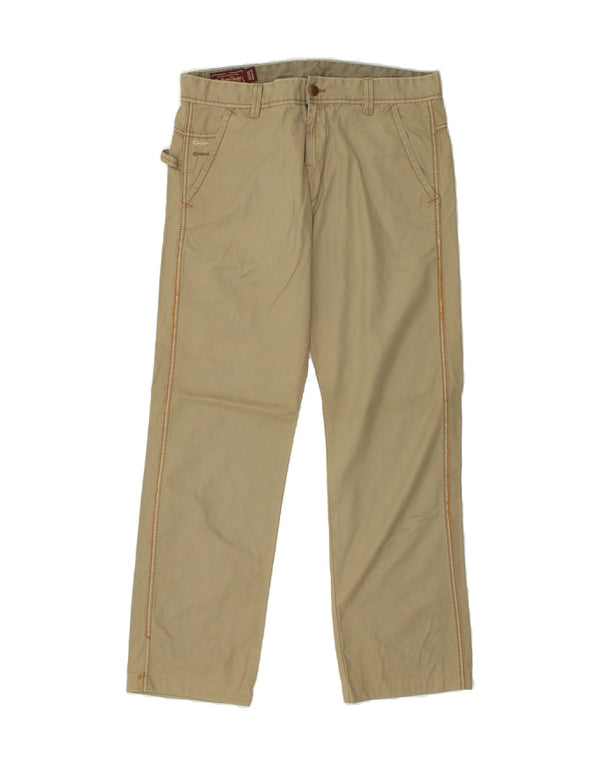 MARLBORO CLASSICS Calça Chino Masculina Reta W33 L31 Algodão Cáqui