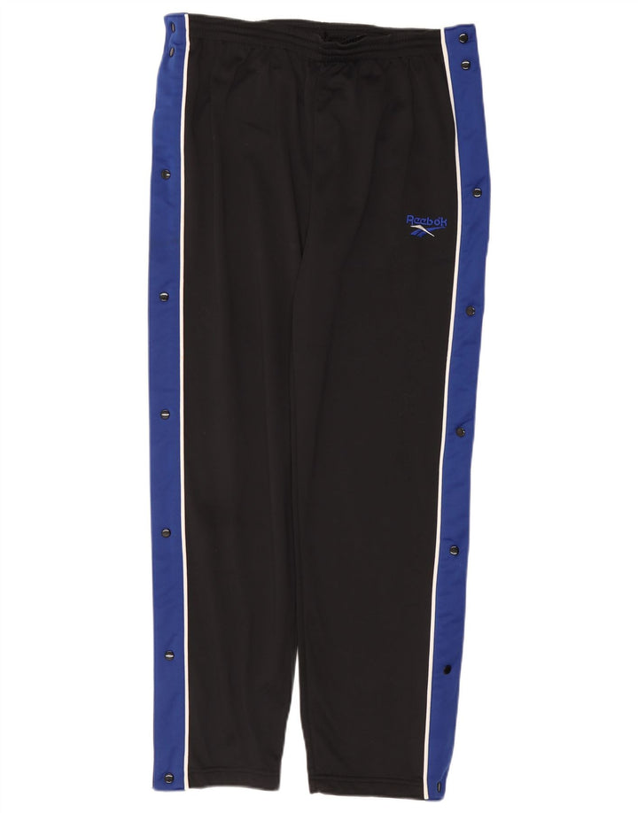 Calça de treino masculina Reebok pequena preta colorblock poliéster