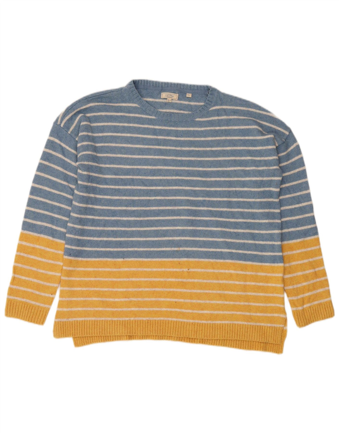 Suéter feminino FAT FACE com gola redonda UK 12 listrado azul médio