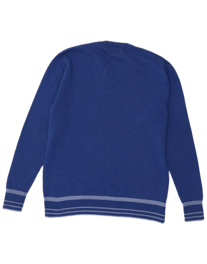 Suéter masculino Kickers com decote em V de lã azul médio