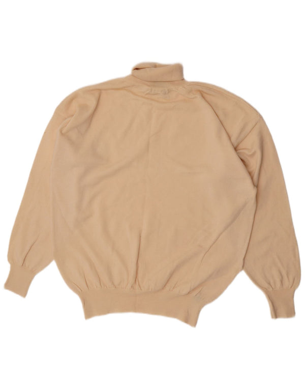 Suéter masculino vintage com gola redonda XL lã bege