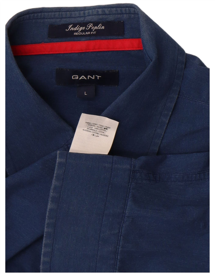 Camisa masculina GANT regular fit grande algodão azul