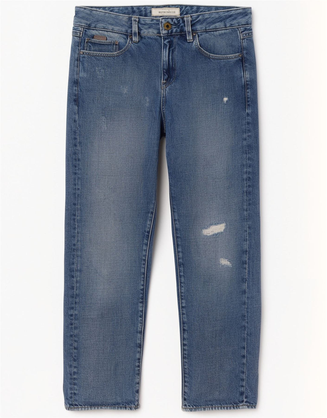 Calça jeans reta feminina G-Star desgastada W24 L30 algodão azul