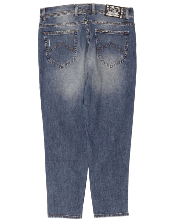 Calça jeans masculina desgastada CARRERA IT 50 grande W34 L26 algodão azul
