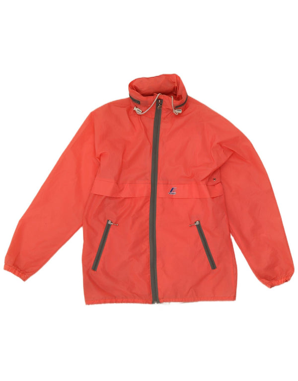 Jaqueta de chuva feminina com capuz K-Way UK 16 grande laranja