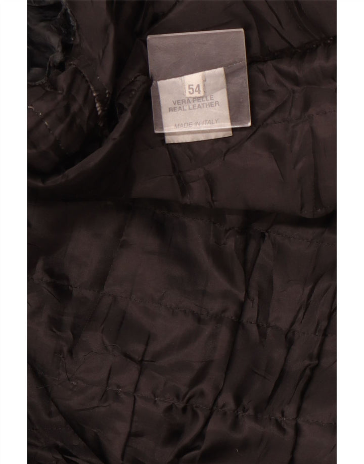 Jaqueta masculina de couro VINTAGE IT 54 2XL couro preto