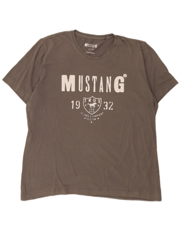 Camiseta gráfica masculina Mustang Top XL algodão cinza