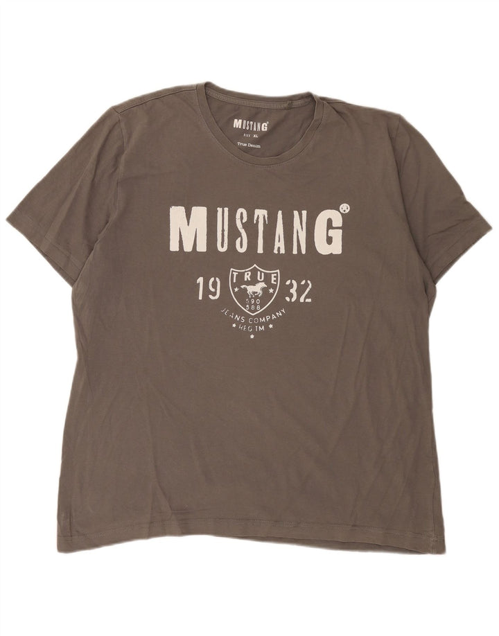 Camiseta gráfica masculina Mustang Top XL algodão cinza