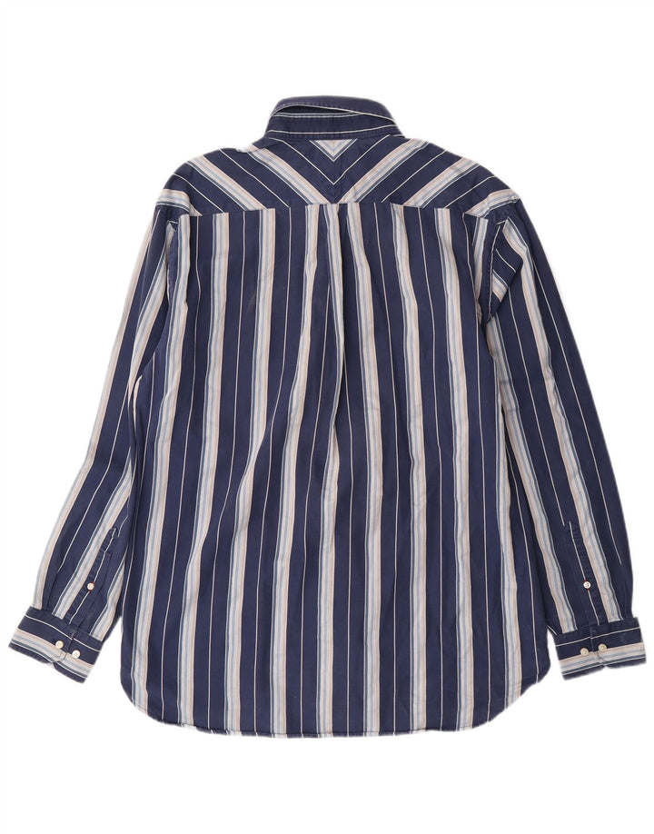 Camisa masculina TOMMY HILFIGER grande algodão listrado azul marinho