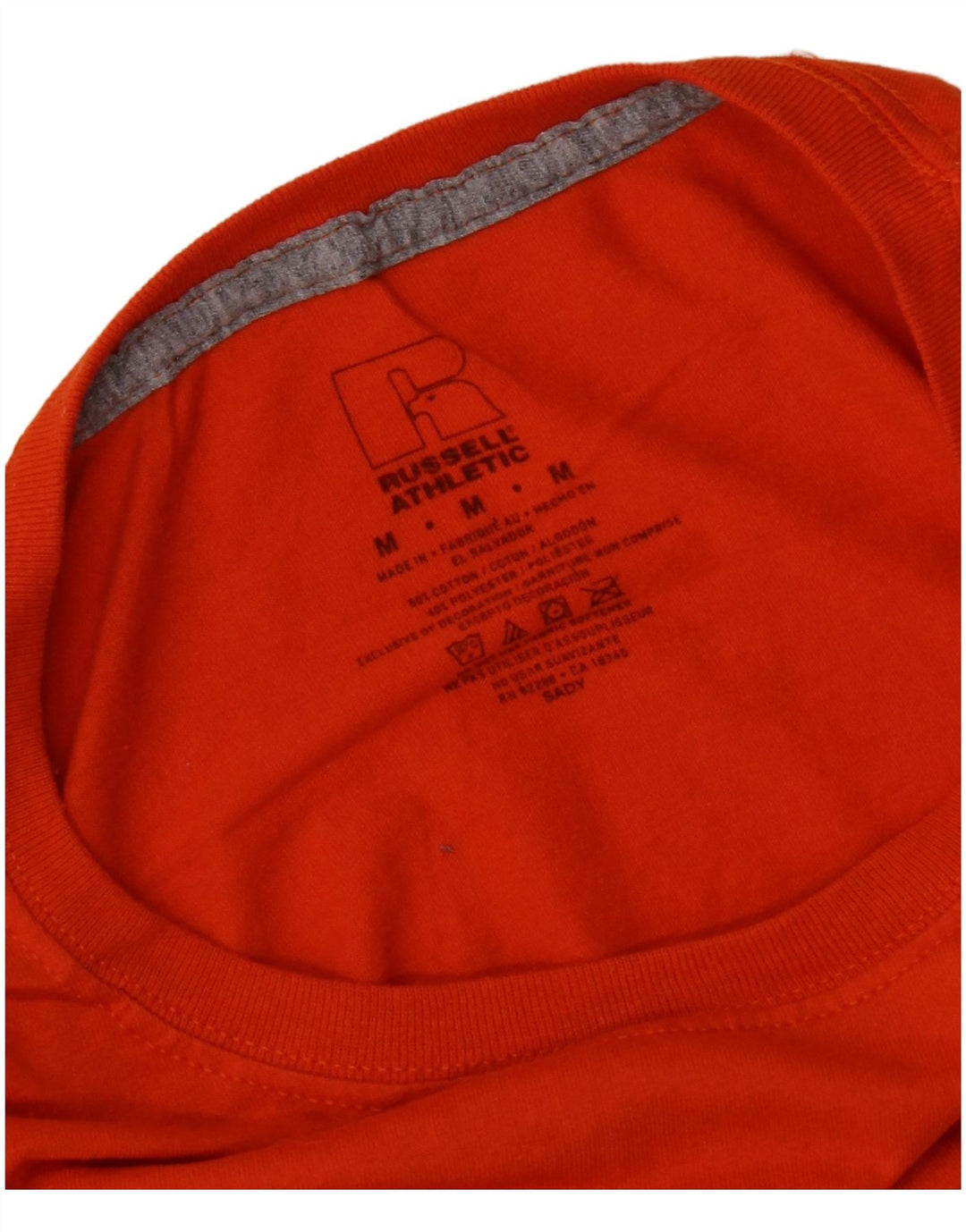 Russell Athletic Mens Camiseta Top Médio Algodão Laranja
