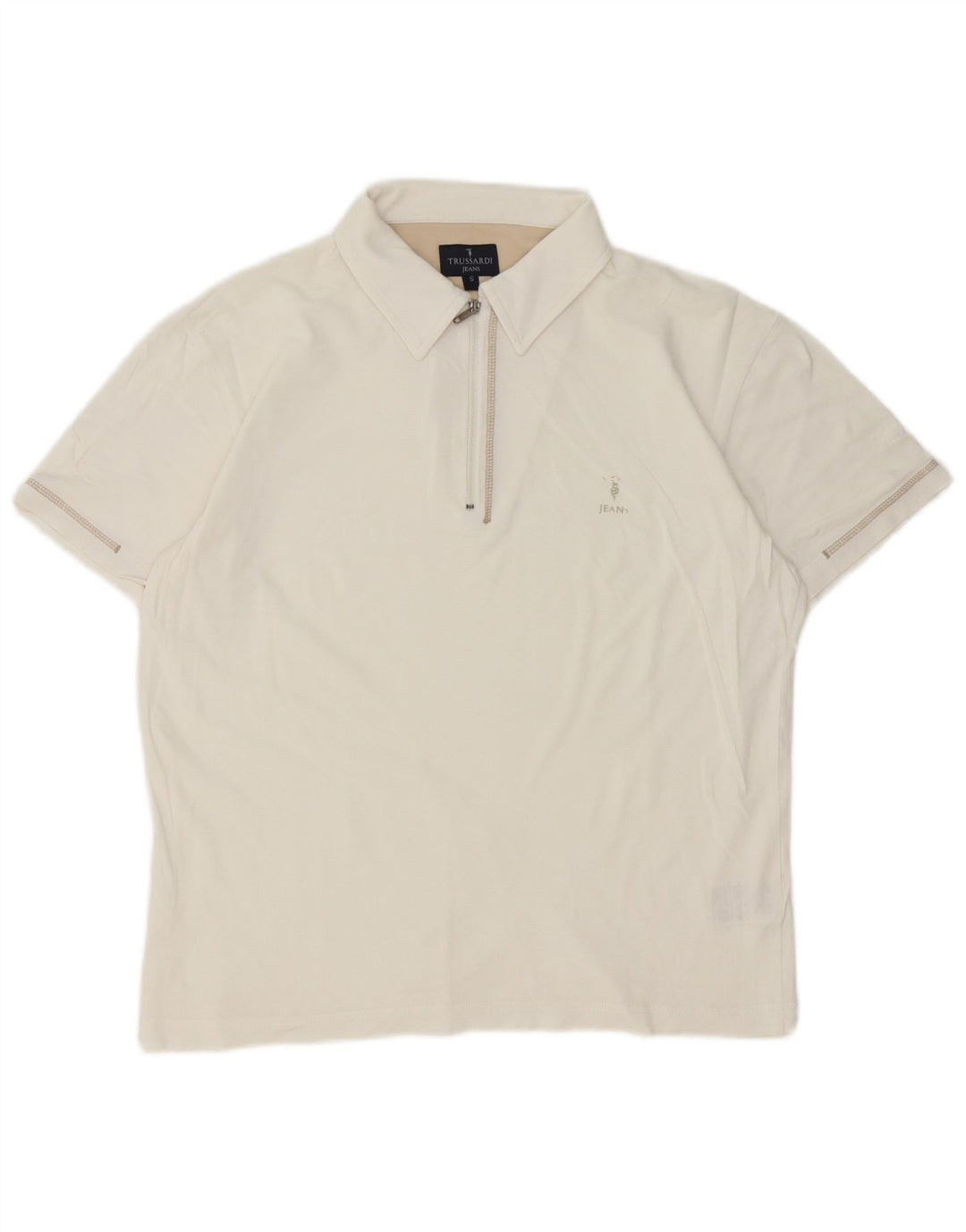 Camisa polo masculina Trussardi Jeans pequena de algodão branco
